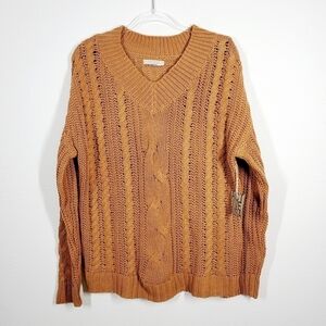 ACTIVE USA OPEN KNIT V-NECK SWEATER